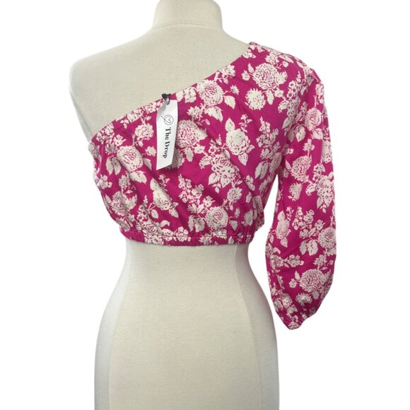 The Drop Anupa Cropped Top Shirt Womens Medium Hot Pink New One Shoulder - Picture 3 of 12